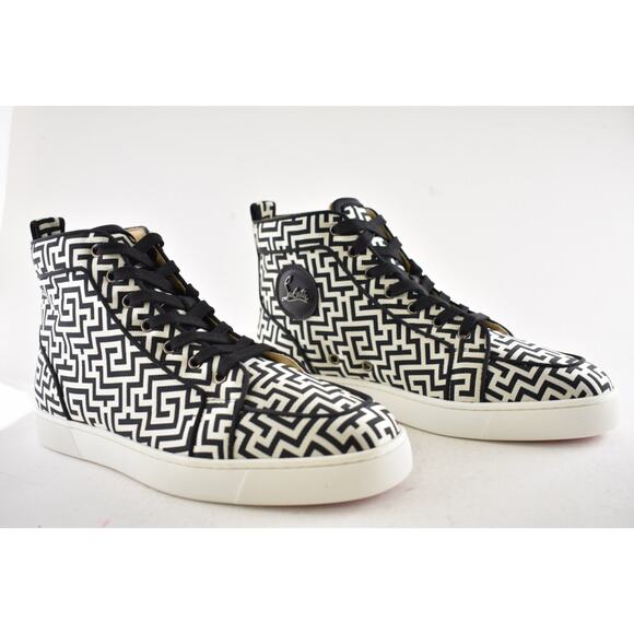 Christian Louboutin Mens Rantus Orlato Flat Tissu Black White High Sneaker 44 11 - Picture 5 of 13